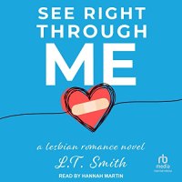 See Right Through Me Cover Featuring a baby blue background, with a hand drawn red heart in the middle with a bandaid on it.